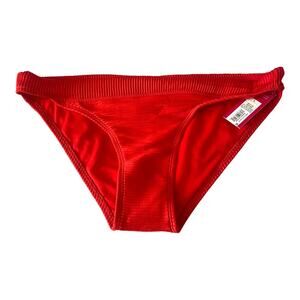 Xhilaration Womens Swim Size Large RIbbed Cheeky Bikini Bottoms Red Swim Suit